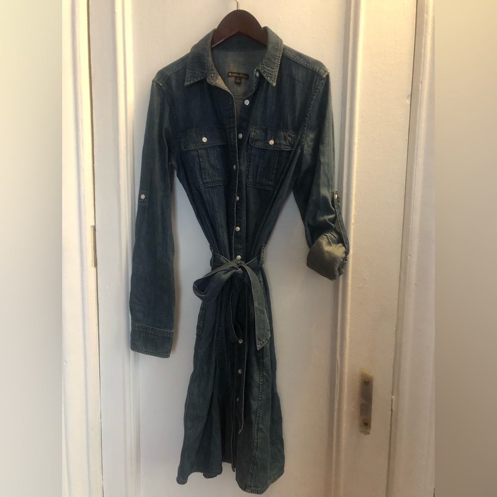 Denim, belted Brooks Brothers shirtdress